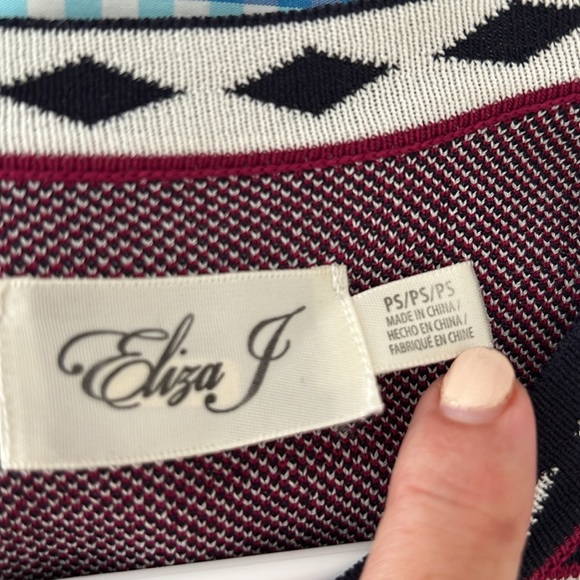 Eliza J artwork Jacquard sweater dress in a PS White with black & red/da… - Picture 4 of 4